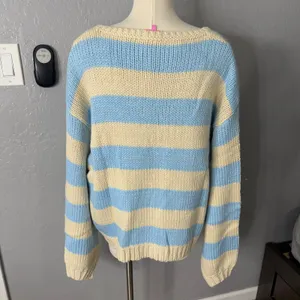 Edikted Women's Tracie Striped Oversized Sweater, Blue/Cream, M thumbnail 2