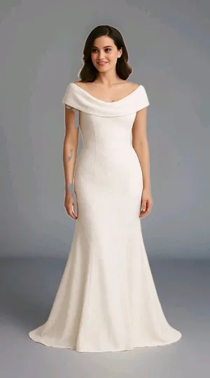 Muxxn White Dress Women Size Small Fit Flare Cream White Boat Neck Mermaid Prom thumbnail 1