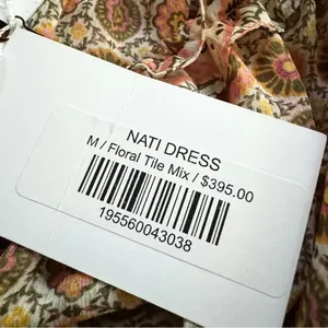 MISA Los Angeles Nita Midi Ruffle Dress in Flora Tile Mix Green and Pink Size M NWT thumbnail 11