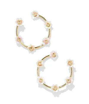 NWT! Kendra Scott Deliah Gold Open Frame Hoops in Iridescent White Mix thumbnail 2