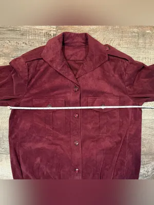 Ultra Suede Vintage Maroon Bomber Style Jacket Shoulder Pads Small/Medium Button thumbnail 2