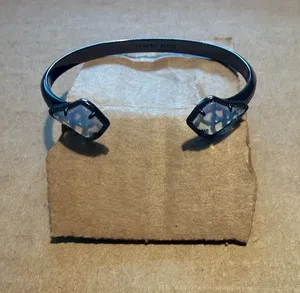 Retired Kendra Scott Liana Gunmetal Dichroic Glass Cuff Bracelet thumbnail 1