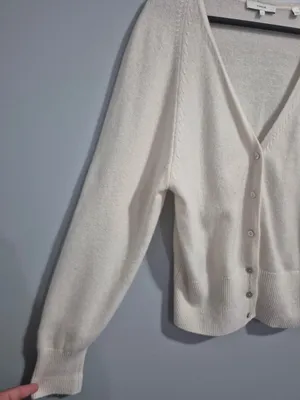Vince sweater button up cardigan wool off white cashmere blend size small thumbnail 5