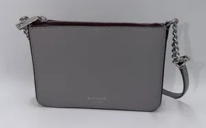 Kate Spade Eva Chain Pebbled Leather Gray Crossbody Purse thumbnail 1