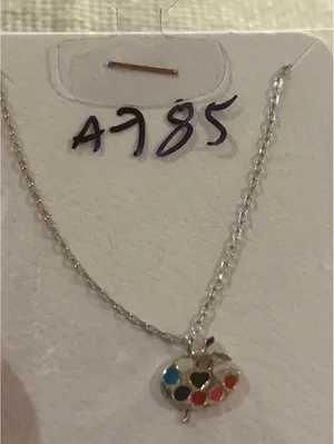 Lot a785 925 sterling silver pendant chain necklace painter thumbnail 3