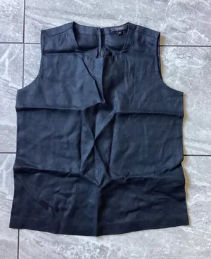 Quince NWOT Black 100% European Linen Tank Top Sleeveless Shell LB19453 XS thumbnail 1