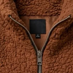Brown Teddy Sherpa Fleece Zip Jacket Oversized Y2K Gorpcore S thumbnail 5