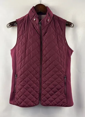 Women’s Market & Spruce Small Burgundy Quilted Puffer Vest thumbnail 1