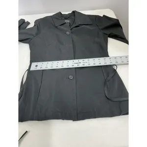 Womans Helium Outerwear Black Button Down Trench Coat Small thumbnail 6