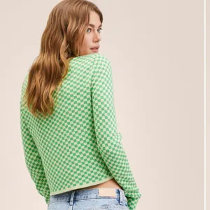 NWT MANGO Checks knitted sweater Green Shimmery Small y2k thumbnail 4