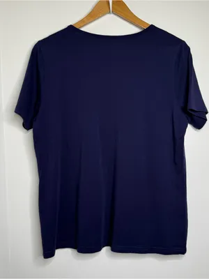 Basic Editions Short Sleeve V Neck T Shirt Navy Size Large Cotton Closet Staple thumbnail 3