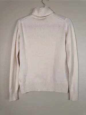Brooks Brothers Cream Cashmere Blend Turtleneck Sweater Womens S Casual Fall thumbnail 2