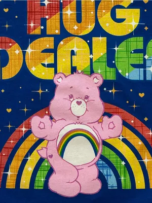 Care Bears Hug Dealer T Shirt Small S Blue Graphic Tee Rainbow Cheer Bear Retro thumbnail 4