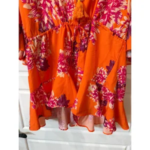 Hello Molly Moral of the Story Romper Orange Floral XS Boho Resort Tropical thumbnail 5