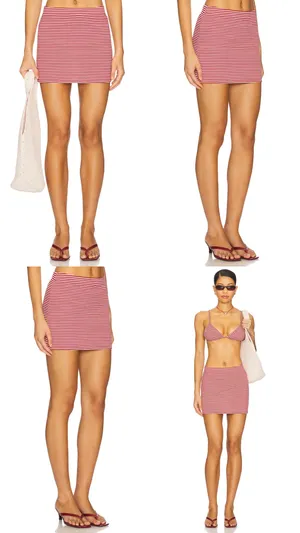BNWT L’Academie Red & Pink Striped Mini Skirt thumbnail 3