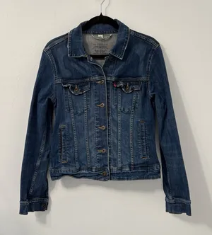 Levi's Blue Denim Button Front Jean Jacket Sz M thumbnail 1
