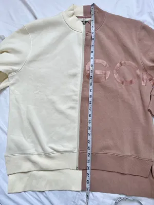 SDMOVE Two-Tone Zip Front Sweatshirt in Cream & Dusty Rose thumbnail 10