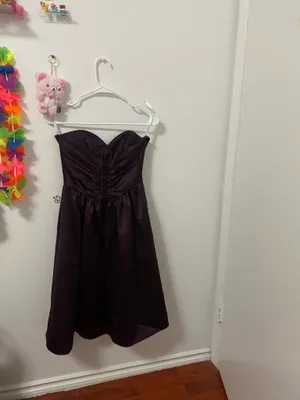 Purple David’s Bridal Strapless Dress thumbnail 2