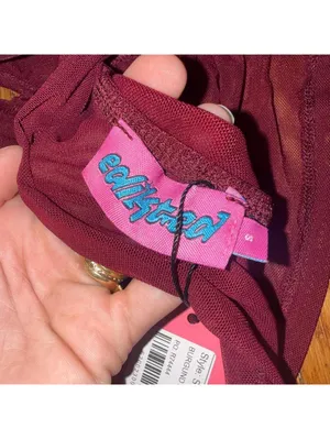 burgundy Edikted Strappy Ruched Mesh Top thumbnail 5