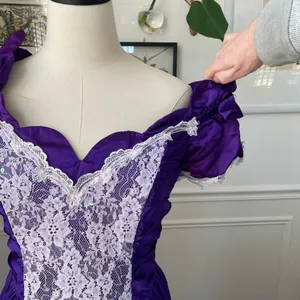 Vintage 80s Zum Zum Purple Little Bo Peep Prom Dress M 8 10 thumbnail 3