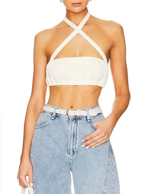 Revolve | WeWoreWhat | Tie Halter Bra Top in Ivory Size XS thumbnail 1