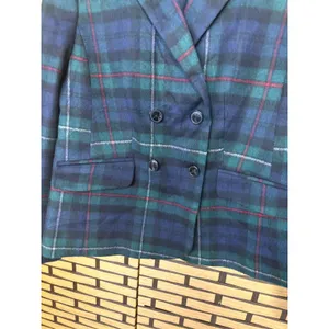 Talbots Blue‎ And Green Fabric Woven In Italy Plaid Blazer Size 2 thumbnail 3