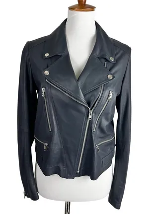Rawtus Japanese Designer Goatskin Leather Moto Jacket Black 40 M thumbnail 1