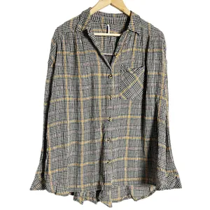 Free People Break My Stride Oversized Plaid Long Sleeve Button Up Shirt Size S thumbnail 6