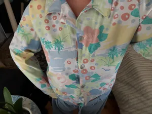 Vintage pastel color cropped soft jacket maximalist colorful print textile Multiple Size L thumbnail 5