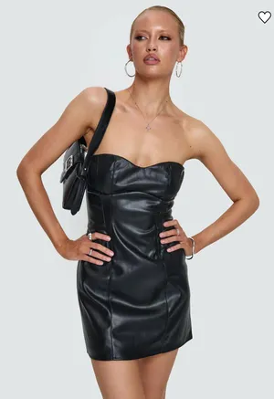 Princess Polly Black leather Mini dress thumbnail 1