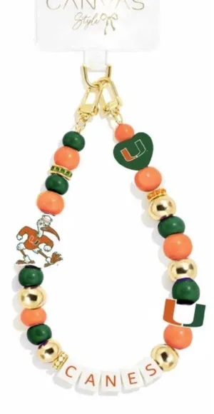 Miami Hurricanes Beaded Cellphone Wristlet Green thumbnail 1
