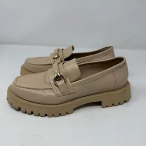Zara Lug Sole Horsebit Platform Loafers Beige Chunky Slip On Women Size 38 7.5 thumbnail 3