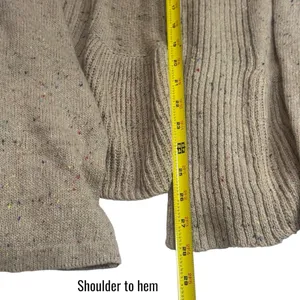 NEW‎ Easel Tan Multicolor Micro Dot Ruffle Cardigan Holiday Wool Blend Cozy L thumbnail 11