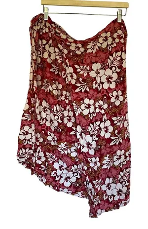Red floral midi wraparound skirt fabric fabric rectangle 27‎ inches X 20 inches thumbnail 1