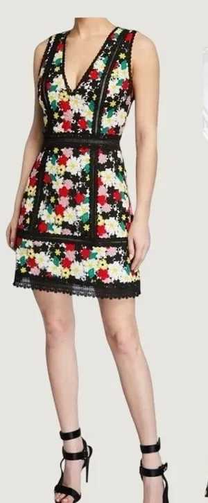 Alice + Olivia Zula Party Mini Dress Size 2 XS Floral Lace Embroidered Cocktail thumbnail 1