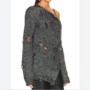 NBD Mundaka Distressed Oversized Black Metallic Sweater(Size Small) thumbnail 2