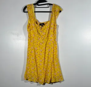 NWOT lulus yellow floral dress size large thumbnail 4