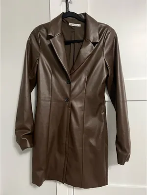 Abercrombie Brown leather blazer dress thumbnail 1