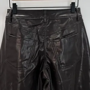 Old Navy‎ Extra High-Rise Barrel Leg Faux Leather Pants Chocolate Brown Sz 2 NWT thumbnail 4