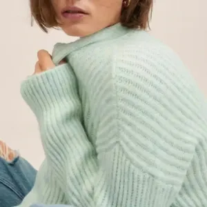 Mango MNG Ribbed Knit Aqua Green Cardigan Sweater NWT Plus‎ 3XL thumbnail 5