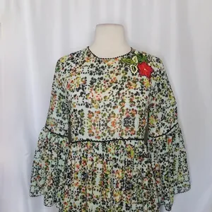 Anthropologie BHANUNI by JYOTI Libra Embroidered Tunic Dress Floral Size 2 thumbnail 3