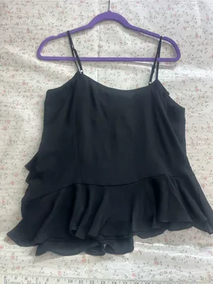 Bar III Black Asymmetrical Ruffle Camisole thumbnail 4