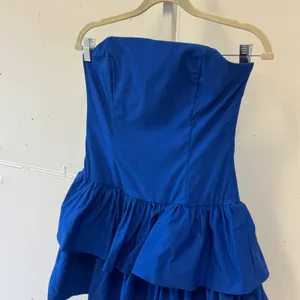 Lucy In The Sky Royal Blue Strapless Tiered Ruffle Mini Dress‎ XL Party Cocktail thumbnail 3