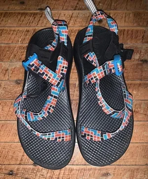 Chaco red & blue ortho kids 6 strappy arch support sandals thumbnail 1