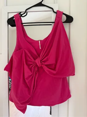 Free People Tied Up Drapey Top In Pink Phenom Size Medium thumbnail 2