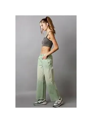 POL Embellishments Gradient Wide Leg Pants Jeans L Green thumbnail 4