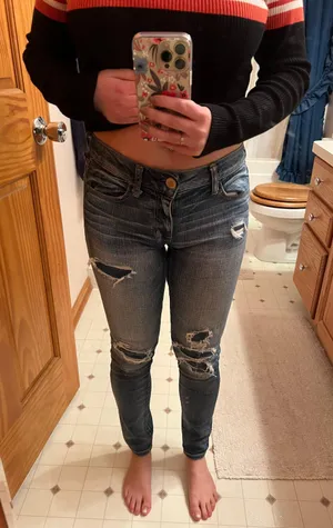 American Eagle Ripped Skinny Jeggings thumbnail 1