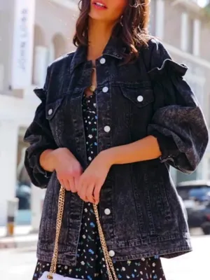 VICI Avec Les Filles Nayla acid wash denim jacket - black thumbnail 2