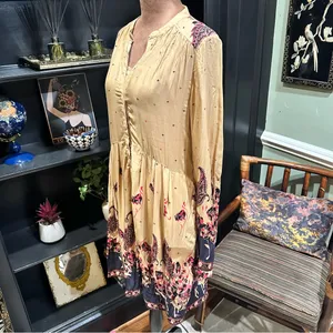 Free People Sierra Valley Shirt Dress – Gold Combo, Paisley Floral, Size Medium thumbnail 11