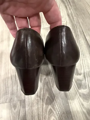 ANTONIO MELANI Dark Brown old money chunky heel Leather Square-Toe Loafers 6.5 thumbnail 3